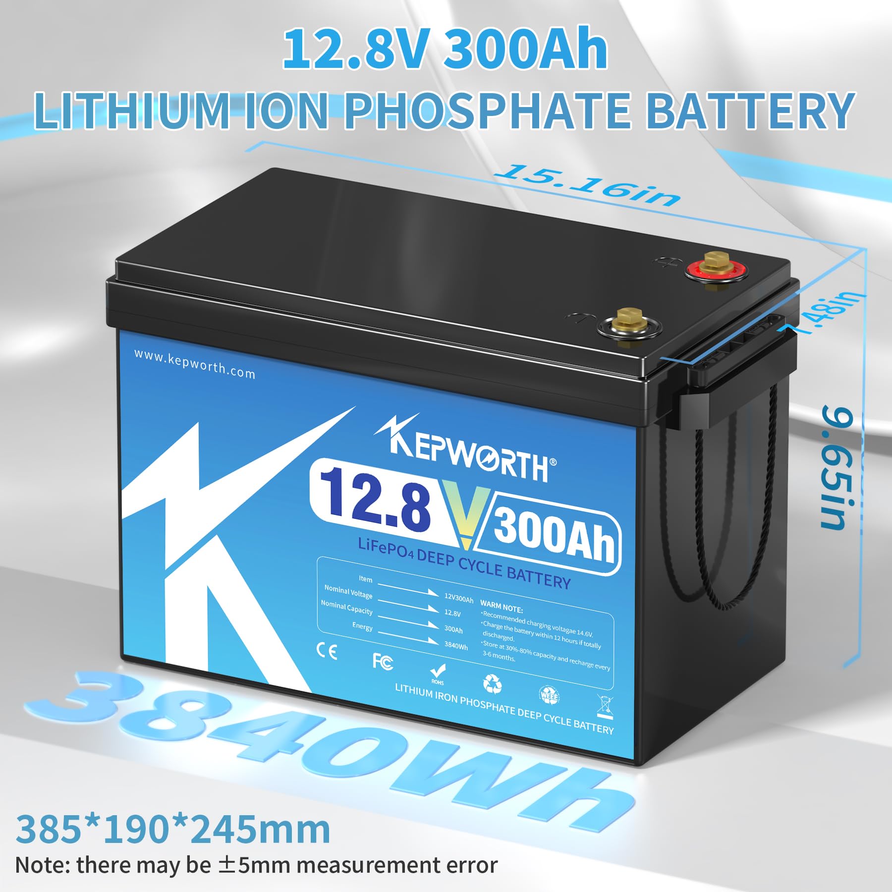 Amazon | KEPWORTH 12V 300Ah リン酸鉄リチウムイオンバッテリー